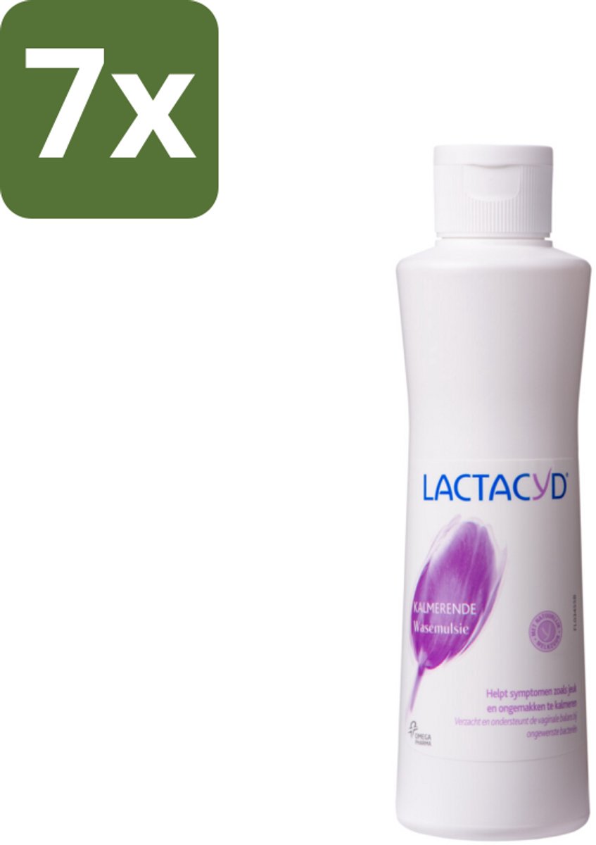 7 x Lactacyd – Kalmerend – Verzachtend – 250 ml - Kalmerende Wasemulsie - Intieme Verzorging - Jeuk Verlichten - Roodheid Verlichten - Irritatie Verlichten