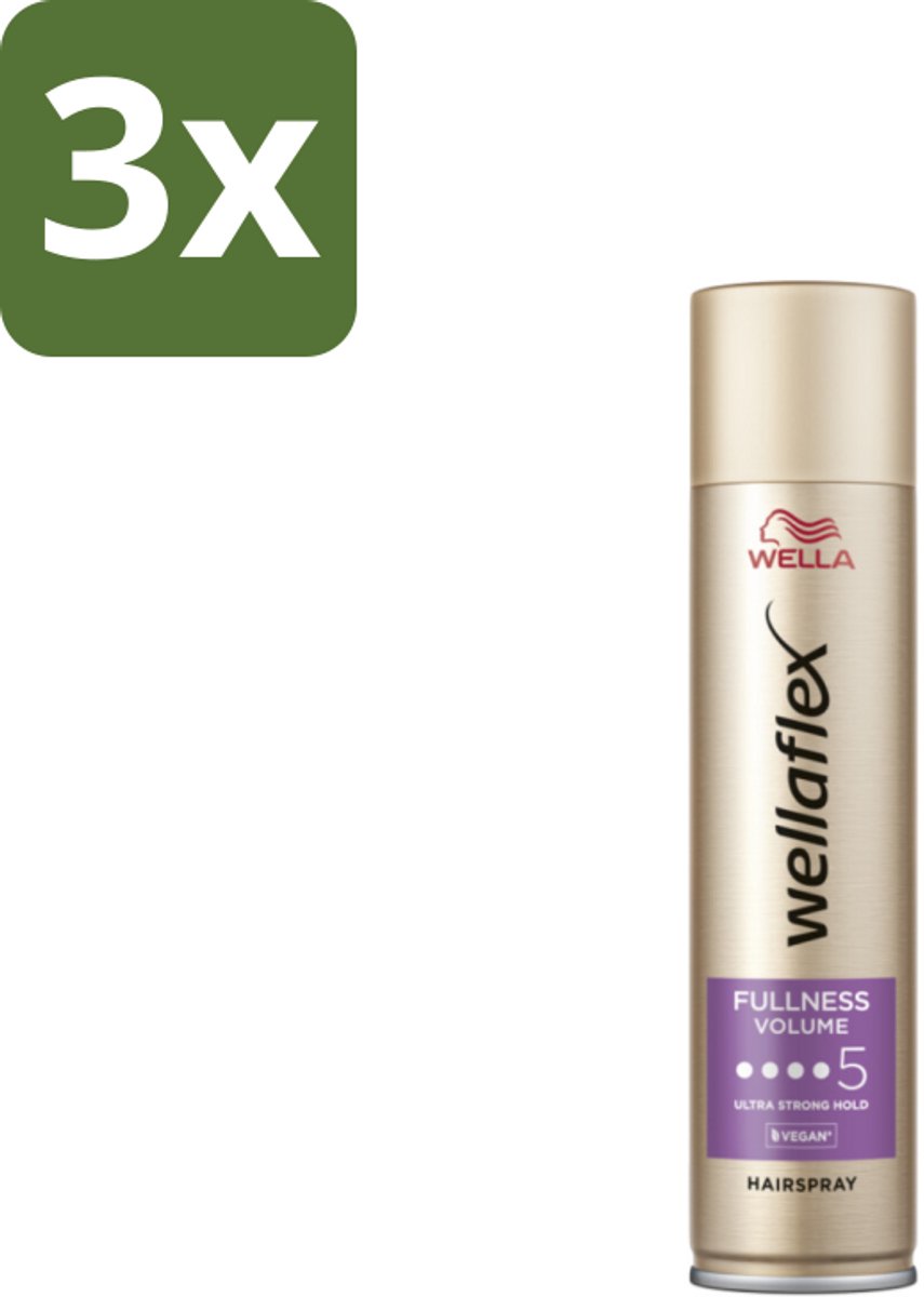 3 x Wella – Flex Fullness Volume Ultra Strong – Haarspray – 250 ml - Haarspray - Volume - Volle Haar - Haartype - Fixatie