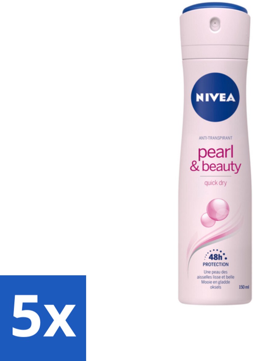 5 x NIVEA – Deodorant Spray – Pearl & Beauty – 150 ml - NIVEA Deodorant Spray - Anti-Transpirant Spray - Okselhuid Verzorging - Zachte Oksels - 48 Uur Bescherming