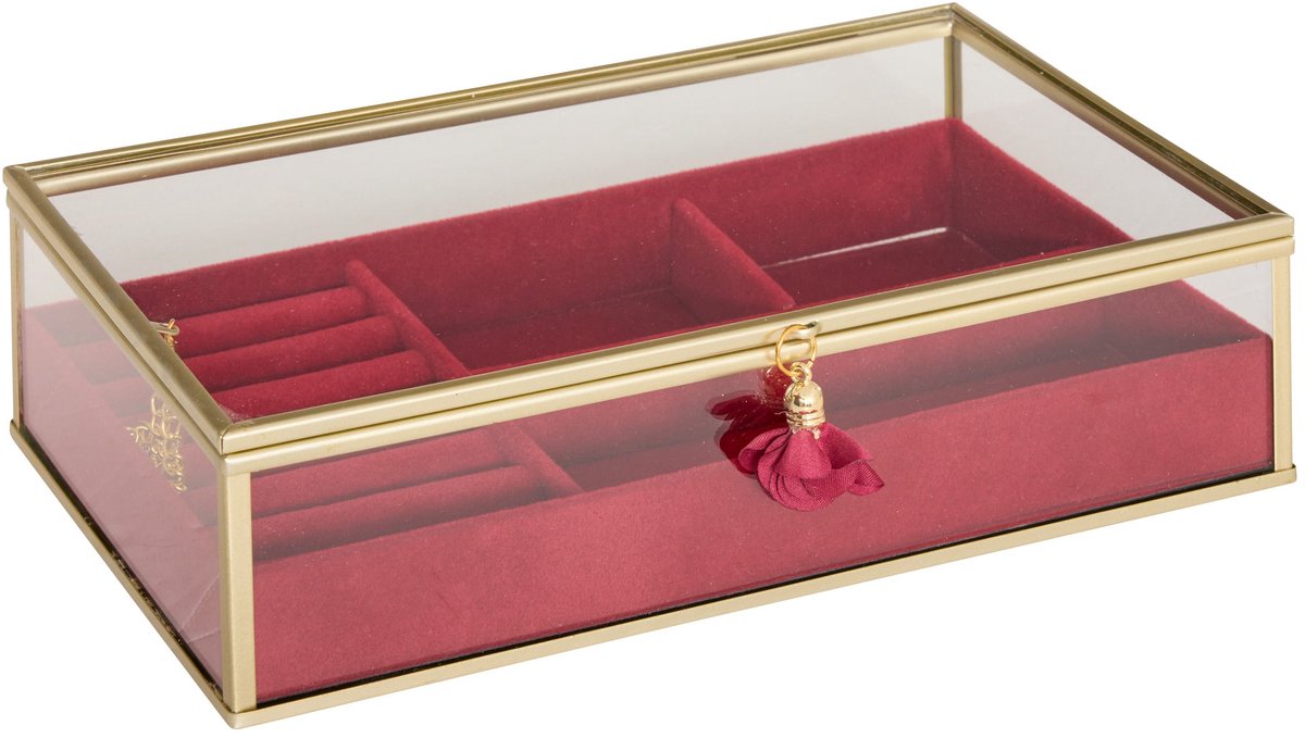 Atmosphera Juwelendoos met Velvet - 24x15x6cm - Rood/Goud
