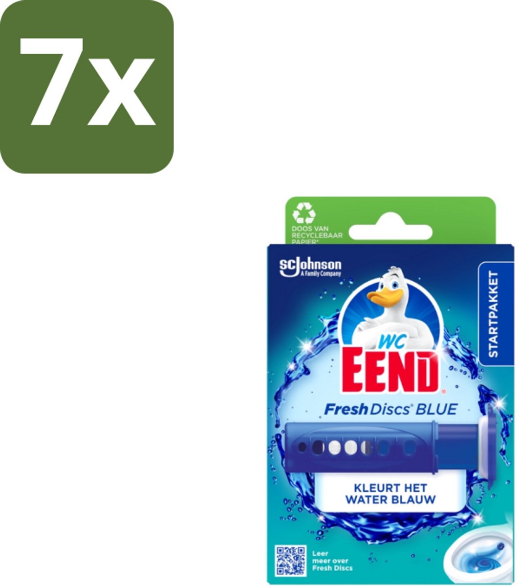 7 x WC Eend – Fresh Discs – Houder + Navulling – Coloring Blue – 36 ml - Koffiezetapparaat