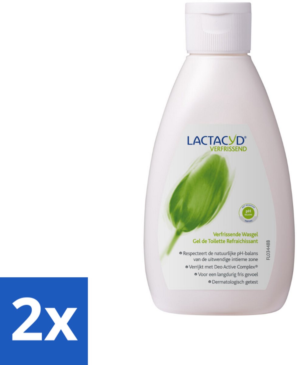 2 x Lactacyd – Verfrissende Wasgel - 200 m - Intieme Wasgel - Frisse Intieme Wasgel - Menthol Wasgel - Geurvervoegende Wasgel - Intieme Verzorging