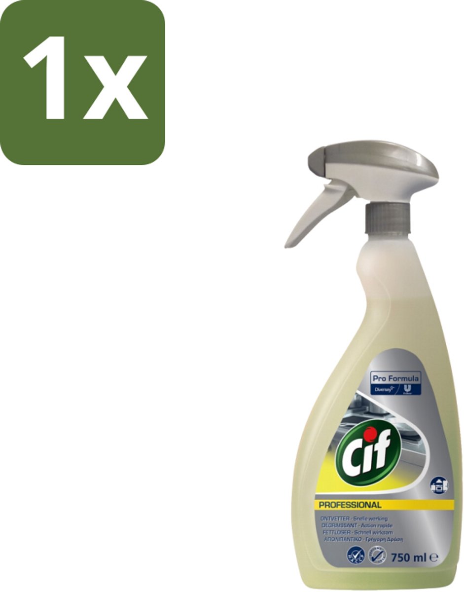 1 x Cif - Ontvetter - Business Solutions Krachtige Keukenontvetter - 750 ml - Keukenontvetter 750 Ml - Professionele Ontvetter - Niet-corrosieve Ontvetter - Aluminium Ontvetter - Vetverwijderaar