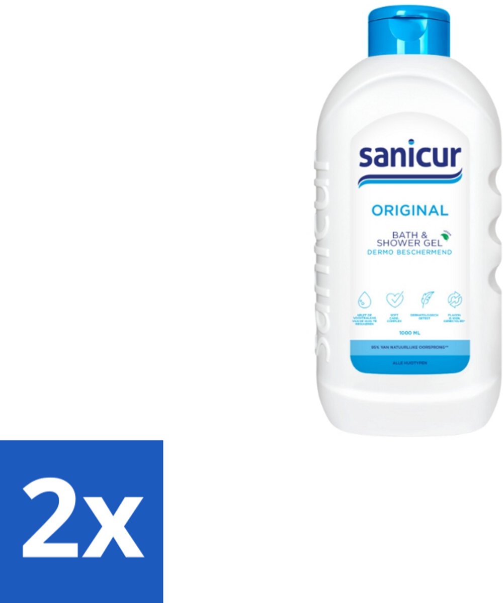 2 x Sanicur – Bad & Douchegel – Original – 1000 ml - Bad En Douche Gel - Huidverzorging - Vochtregulerend - PH-huidneutraal - Huidbeschermend