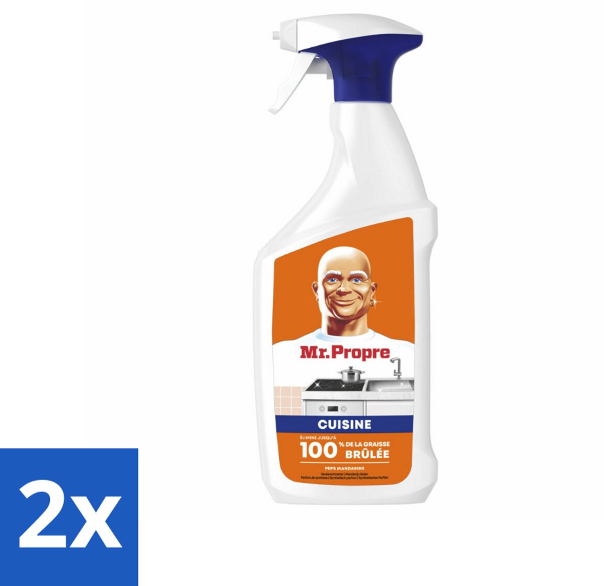 2 x Mr. Propre – Keukenontvetter Spray – Mandarijn Boost – 800 ml - Keukenontvetter - Vetvrij - Reinigings Spray - Mandarijn Geur - Schrobbloos Reinigen