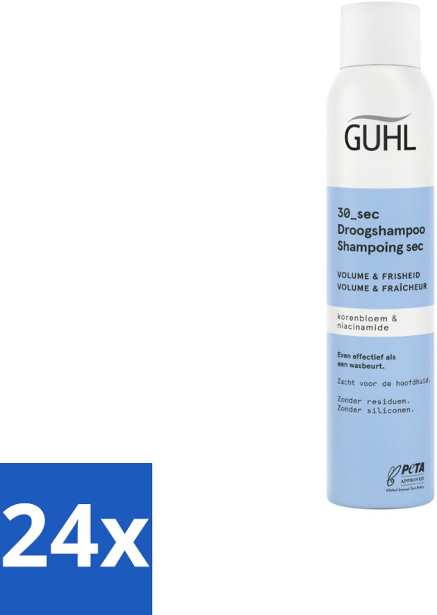 24 x Guhl – Droogshampoo – Volume & Frisheid 30 sec – 200 ml - Droogshampoo - Volume En Frisheid - Snel Resultaat - Korenbloem - Niacinamide