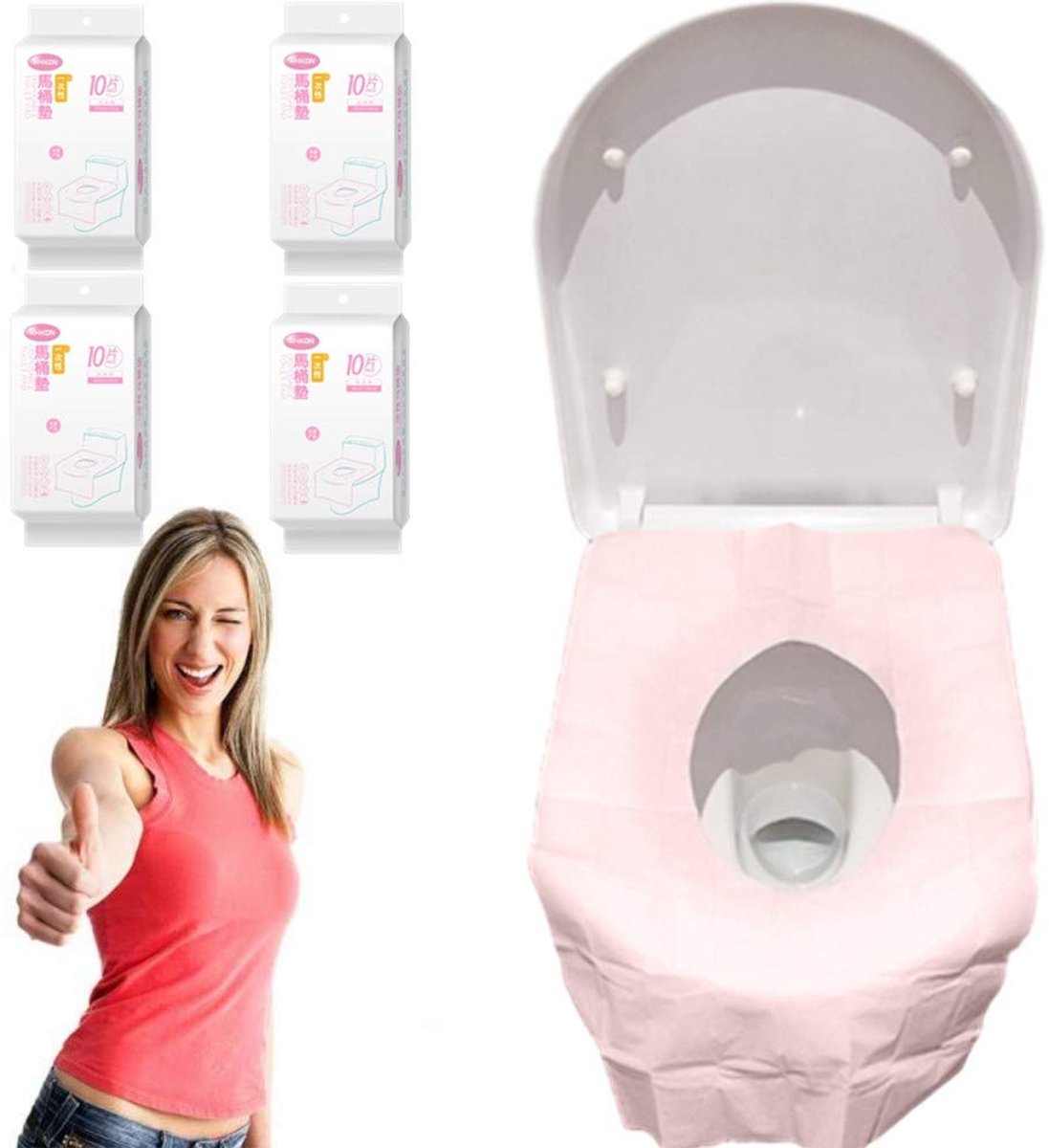 ANBOSE Wegwerp toiletzittingafdekkingen, 40 stuks grote waterdichte toiletpapierkussen voor kind, vrouw, volwassene - ShopVlot