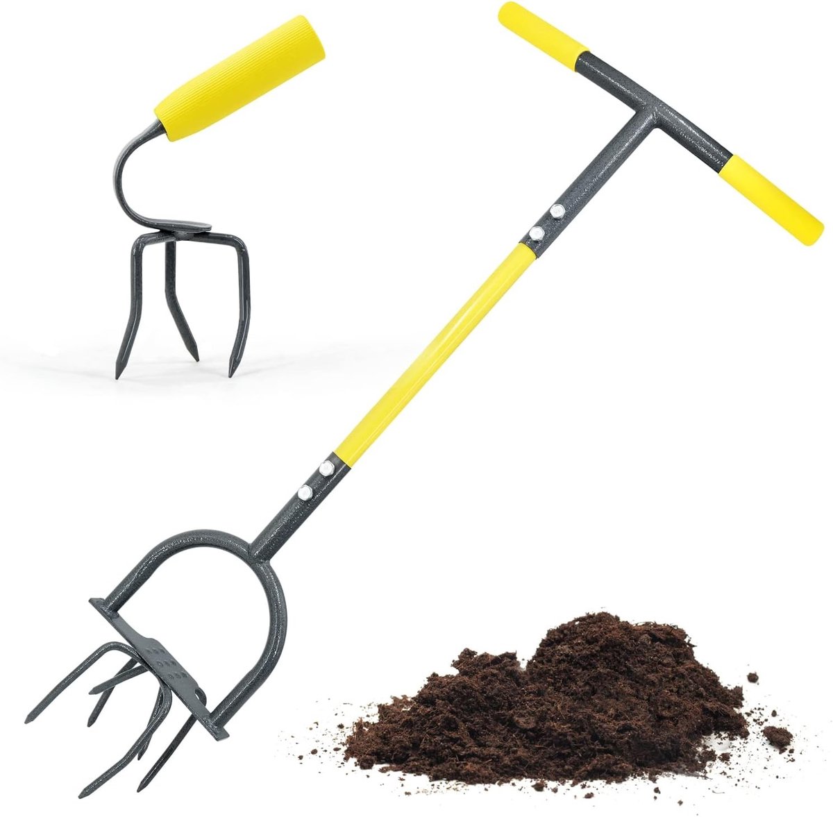 Robuuste tuinborstel en maaier set met lange steel en kleine klauw voor efficiënt tuinonderhoud