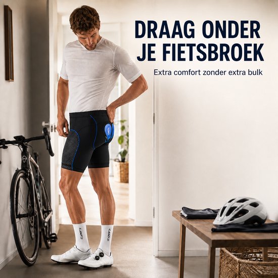 Geweo Mountainbike Onderbroek-Fietsbroek-MTB Broek-Fiets Sportonderbroek Voor Heren/Dames -Mesh-5D Gel Pad Shockproof-Shockproof Sportonderbroek - Ademend & Comfortabel-Zwart Blauw-Maat XL — afbeelding 3