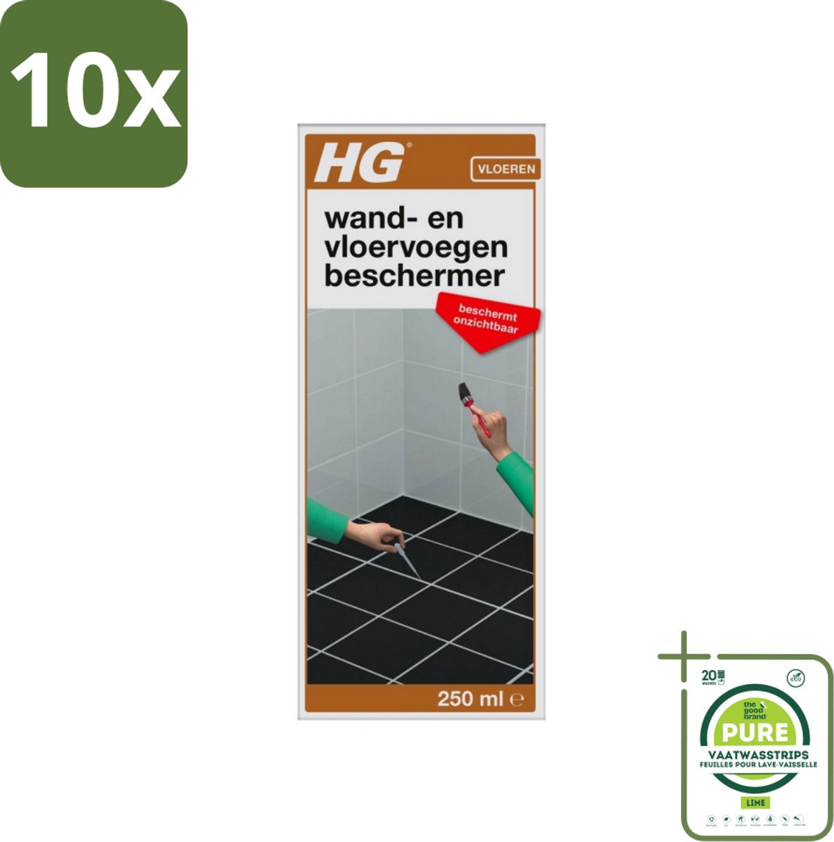 10 x HG Wand & Vloervoegen Beschermer 250 ml - Grootverpakking - Vloer Voegen Beschermen - Voegen Schoonhouden - Waterafstotend Voegen - Vuilafstotende Voegen - Kalkbescherming Voegen