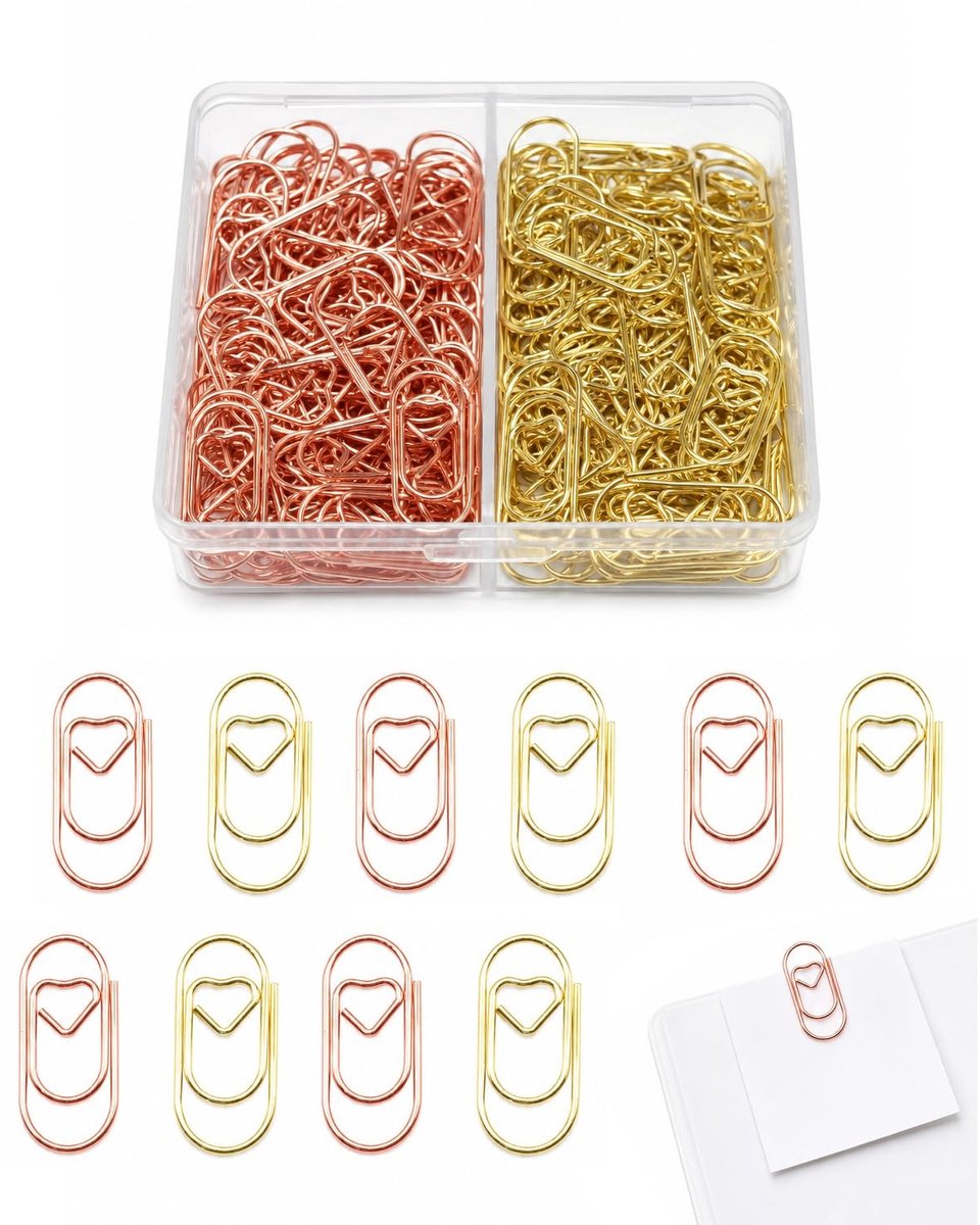 Elzusha - 100 Hartvormige Paperclips Goudkleurig