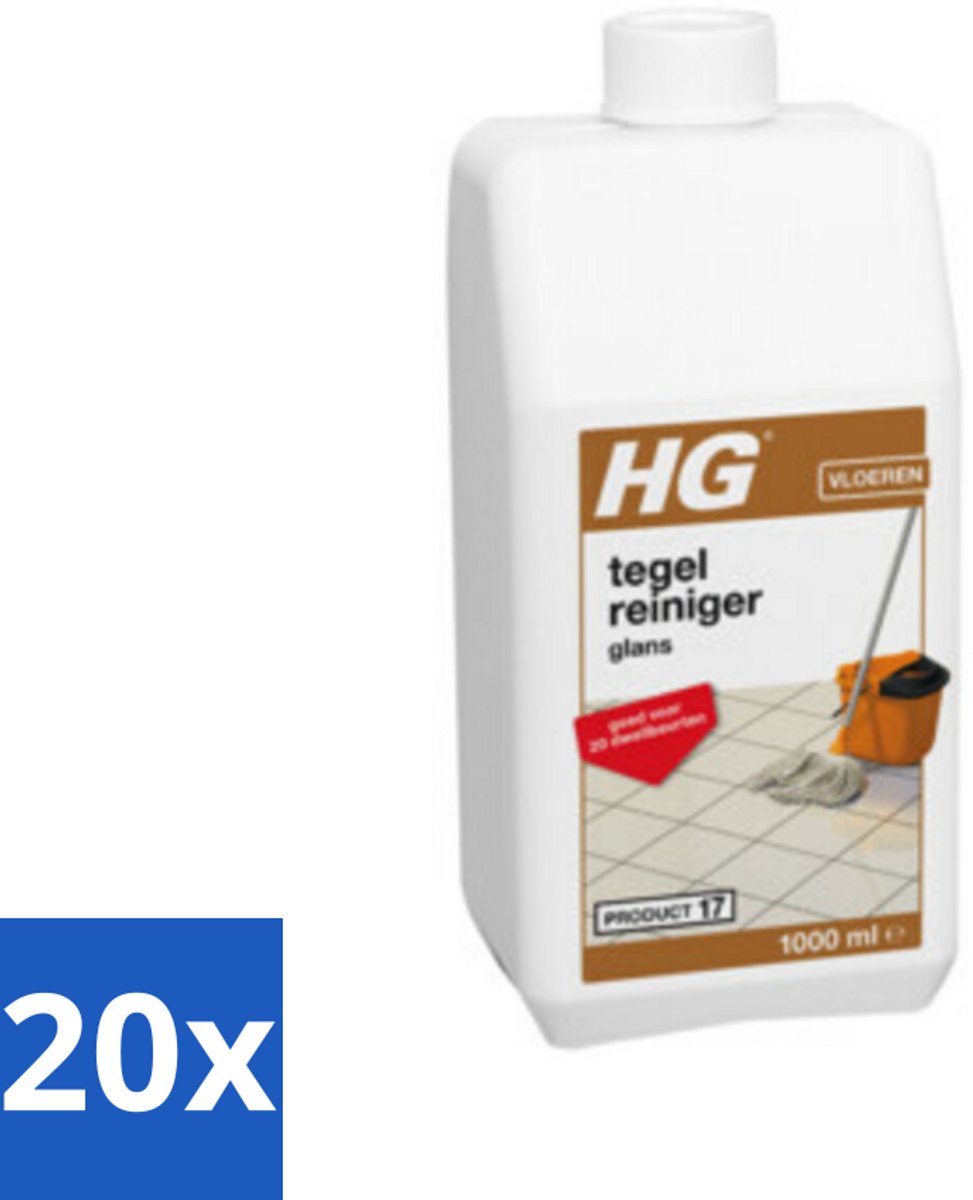 20 x HG Tegelreiniger Glans 1 liter - Tegelreiniger - Glans Herstellen - Biologisch Afbreekbaar - Vloer Reinigen - Tegel Reinigen