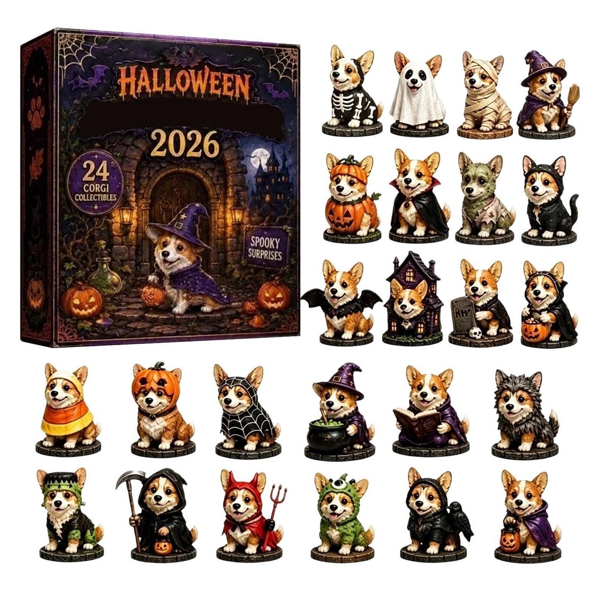Halloween Countdown Kalender - 2D Acryl Hond Ornament