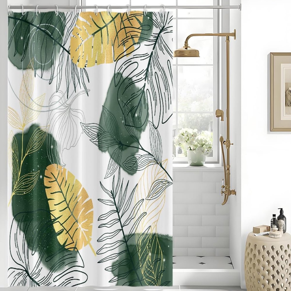Elzusha - Douchegordijn 150x200 cm Groen Boho Stijl - Waterafstotend