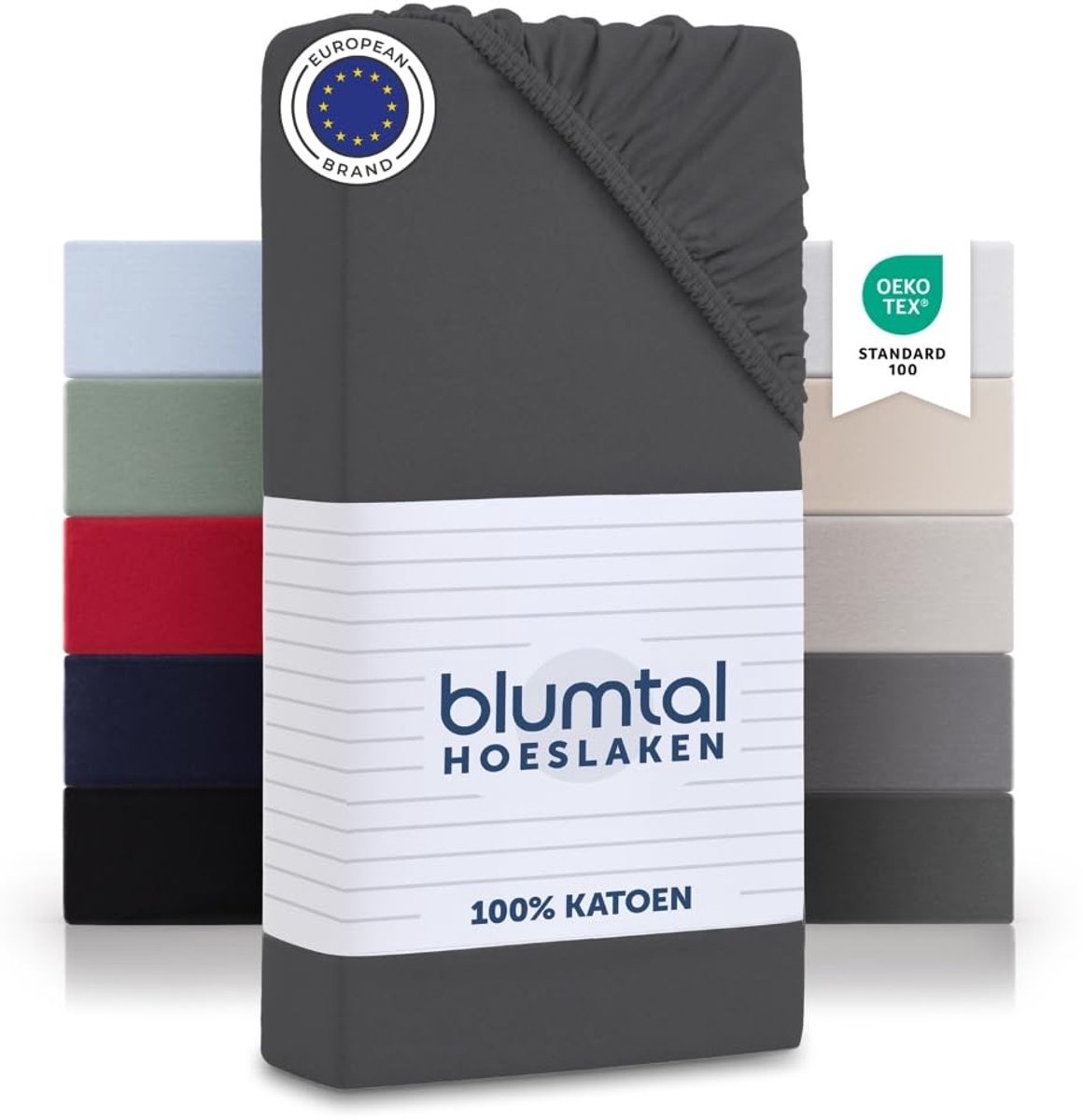 Elzusha - Hoeslaken Set van 2 - 120x200 cm - Zachte Katoen Jersey - Antraciet