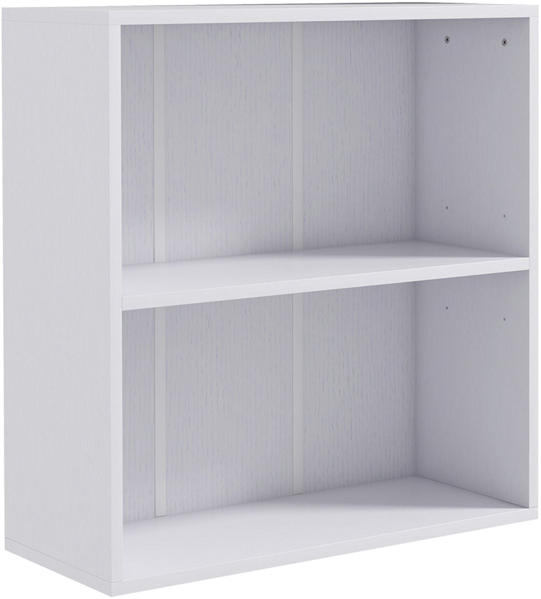 Boekenkast met 2 niveaus en verstelbare plank - boekenrek - vitrinekast met 2 vakken - wit
