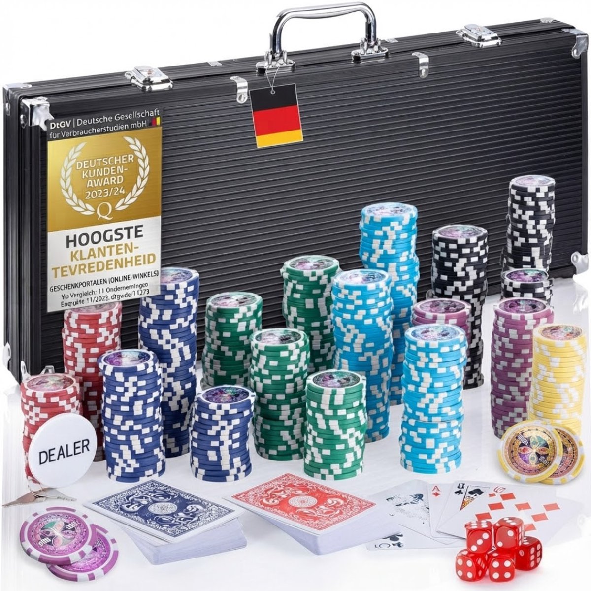 LNMsolutions® Pokerkoffer - Pokerkoffer Pokerset - Koffer voor Pokeren - Zwart - 56cm x 22cm x 7cm