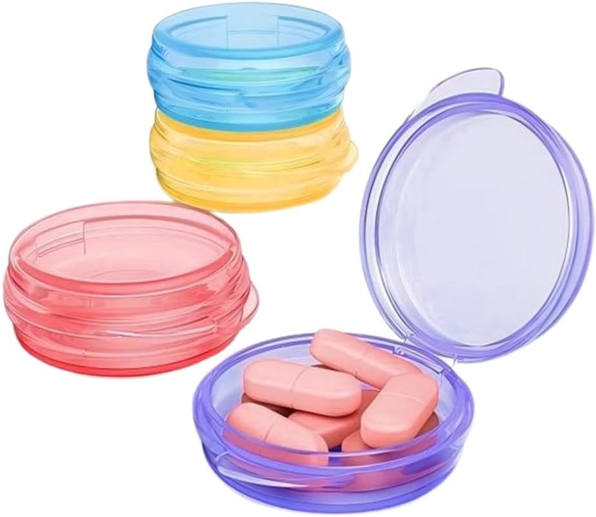 Mini Pill Organizer Set van 4 Stuks, Compacte Medicijnbox voor Thuis en Op Kantoor, Geschikt voor Reizen en Dagelijkse Gebruik