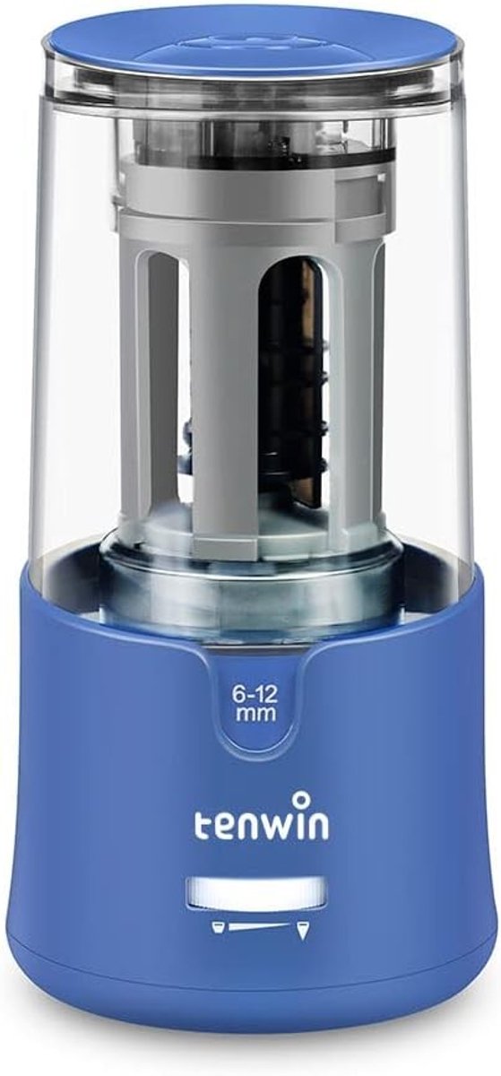 Elektrische Puntenslijper - Blauw - Draagbare Slijper voor Potloden van 6-12 mm - Voor Kantoor, School en Thuis