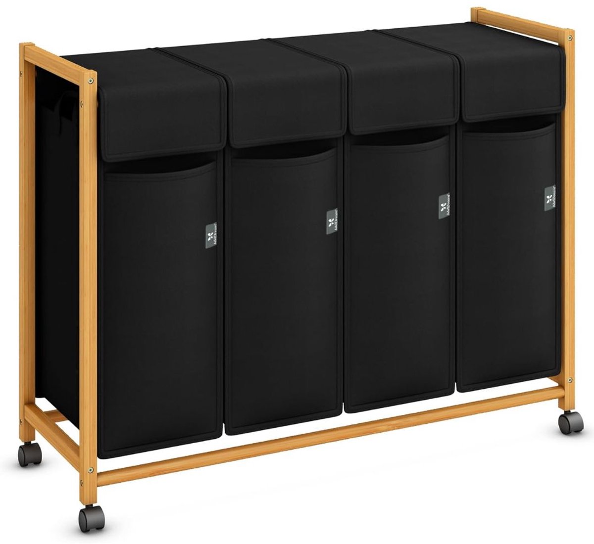 TYR® Wasmand - 200L - Wasmand 4 Vakken - Wasmanden - Zwart - 102cm x 36cm x 82cm