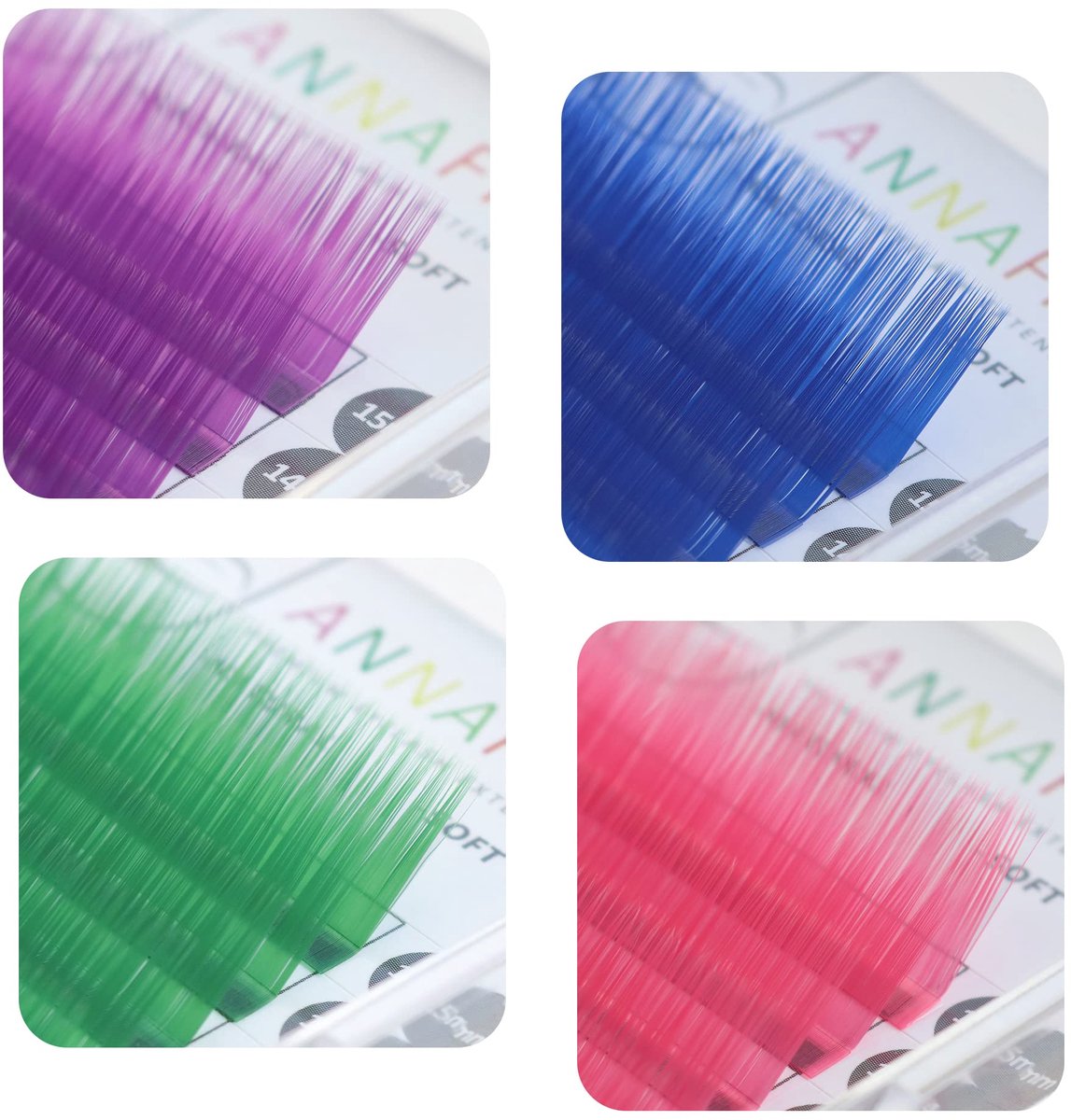 ANNAFRIS Kleurrijke Individuele Valse Wimpers Bruin 0.07 D 8-15mm Mix Brown Color Volume Individual Eyelash Extension - ShopVlot