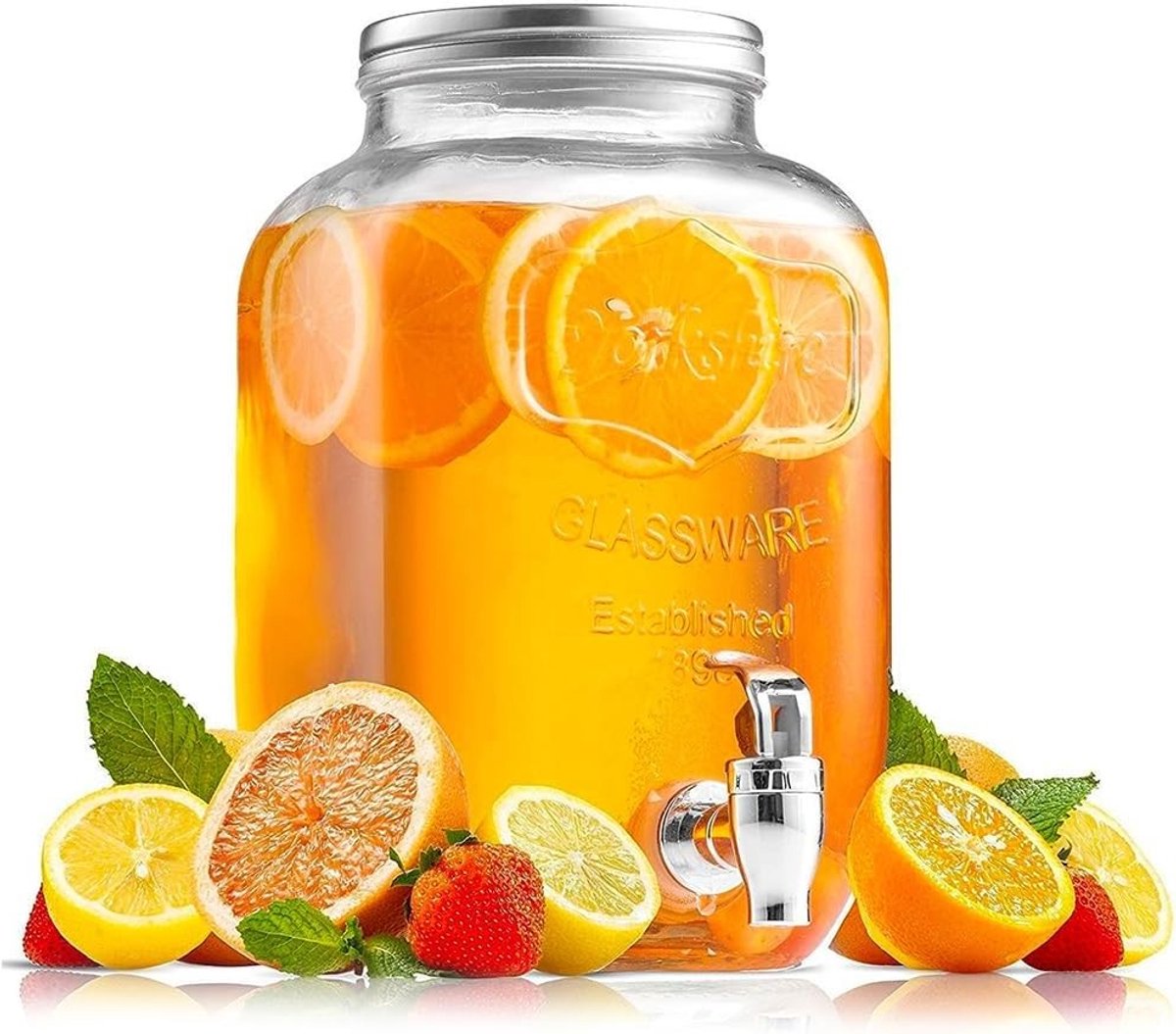 Glazen Dispenser met Kraan - Helder Glas - 5 Liter Inhoud - Voor Dranken en Reinigingsmiddelen