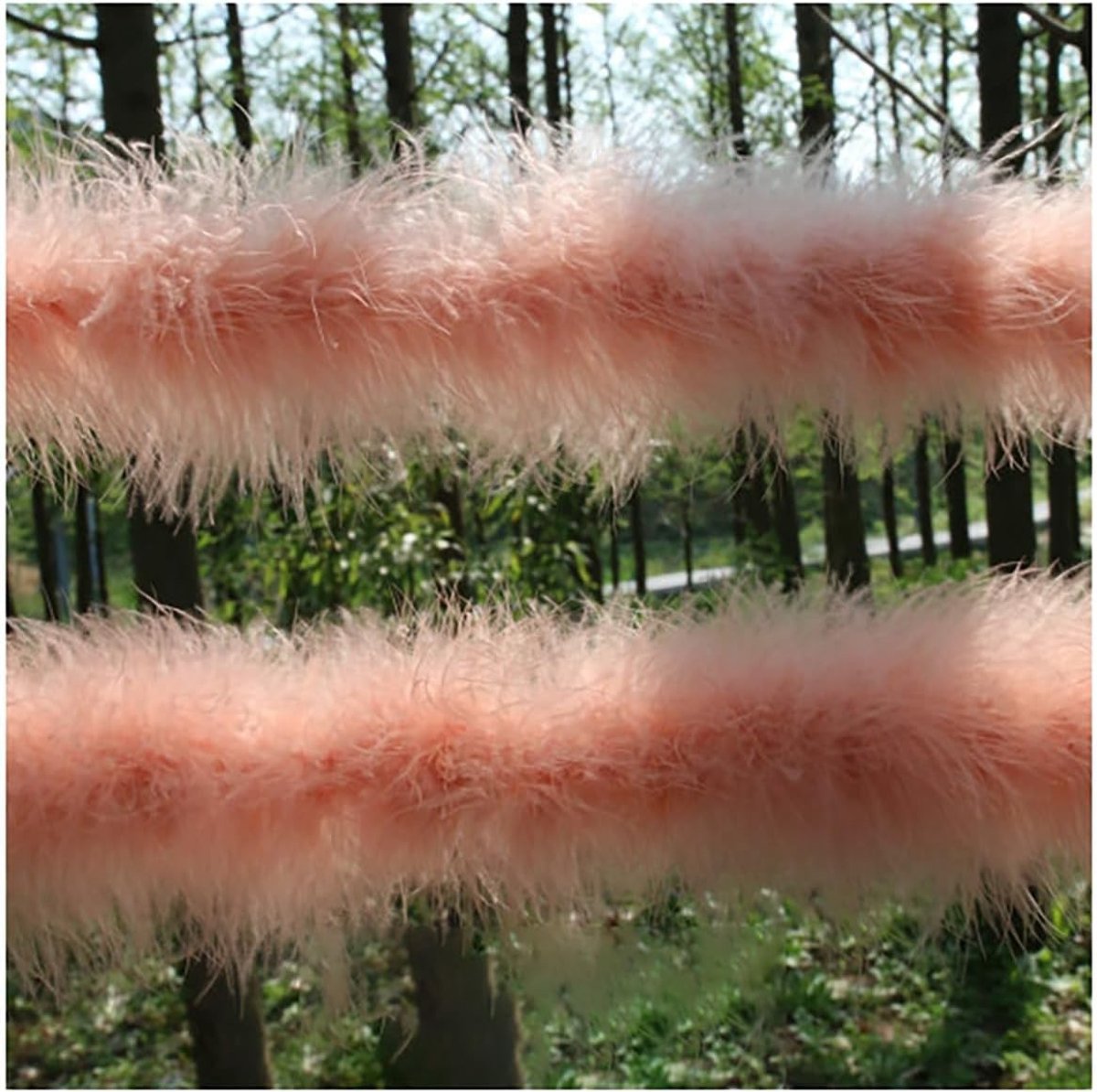 Pluizige DIY boa van imitatiefazantveren voor kostuums en decoraties, 6 meter lang, champagnekleur