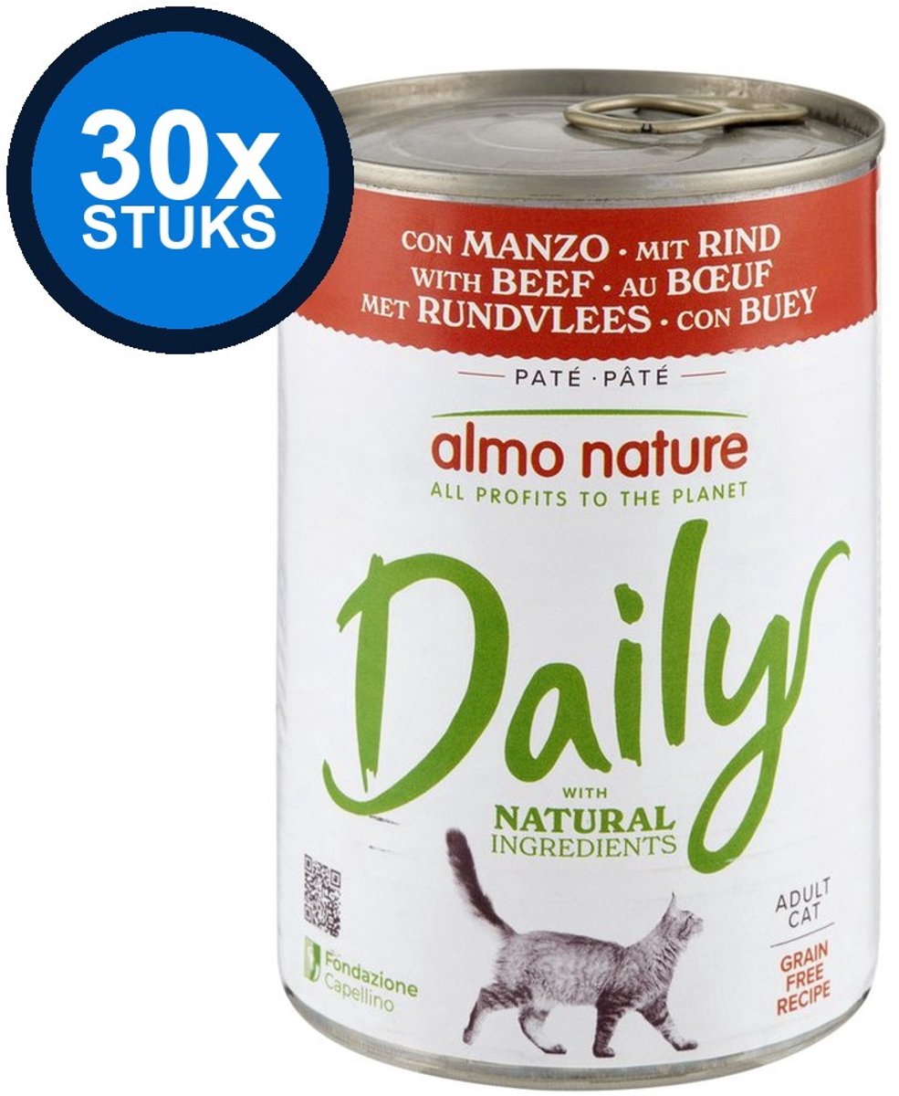 30x Almo Nature Daily - Rund - Kattenvoer Natvoer Blik - 400g