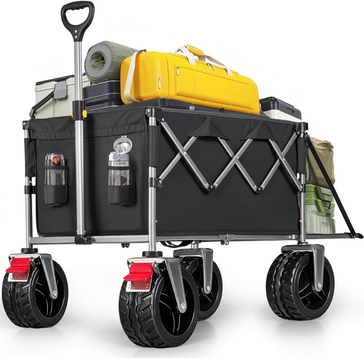 Klarven® Transportwagen Zwart - Opvouwbaar - 150 kg draagvermogen - Geschikt voor trap en buiten - B 56 x H 73 x L 125 cm