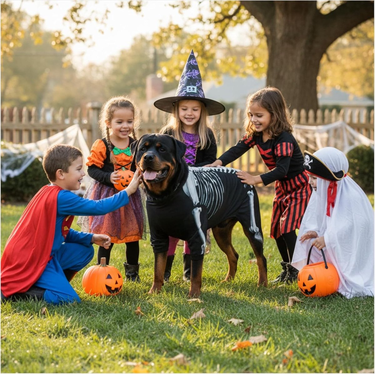 Engelachtige Skelet Hond Halloween Kostuum, Grappige Bot Outfit voor Grote Honden, Perfect voor Feestjes en Verkleedplezier