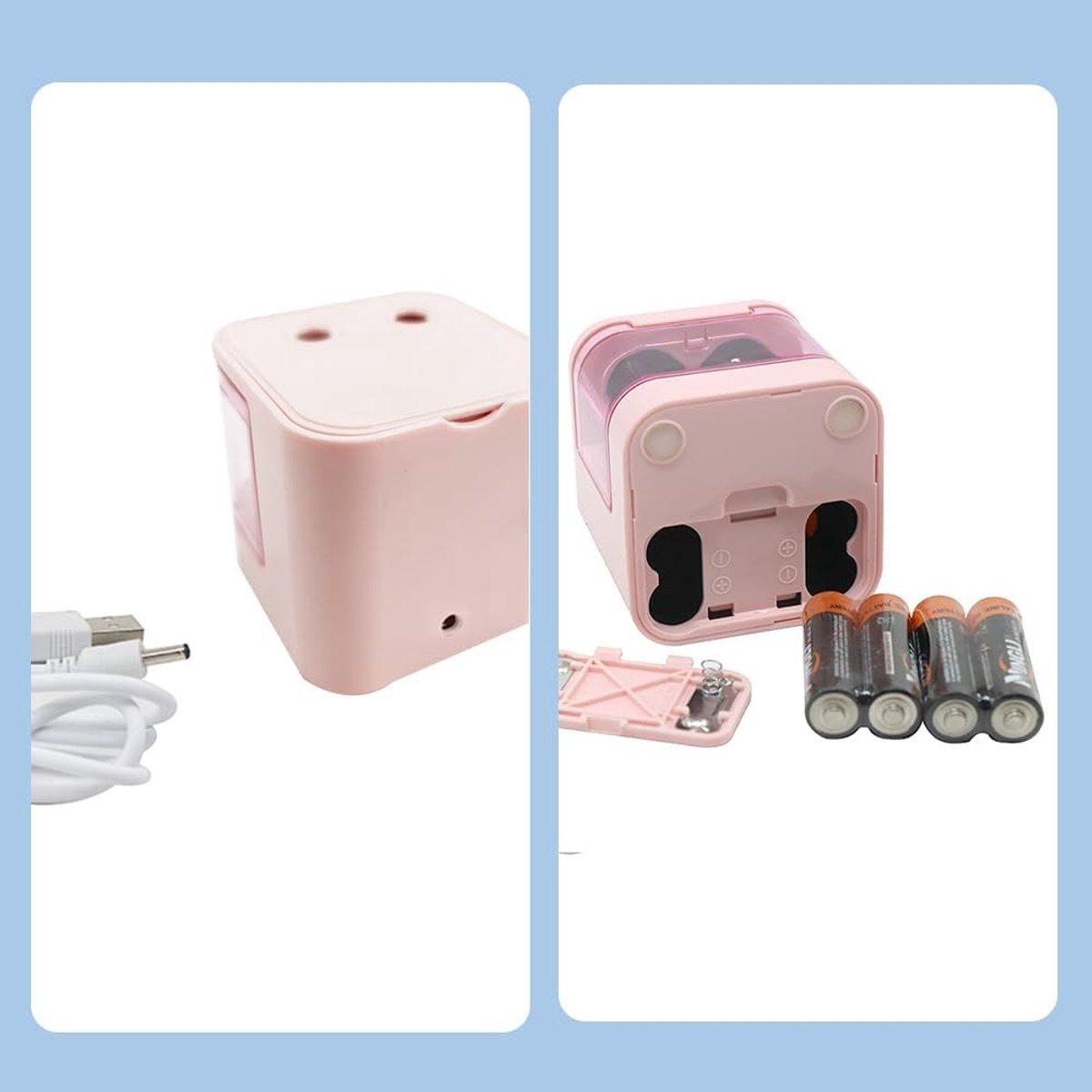 Elektrische Puntenslijper - Roze - 6,5 x 6,5 x 6,5 cm - USB en Batterijslijper voor Potloden - Voor Kinderen en Thuis