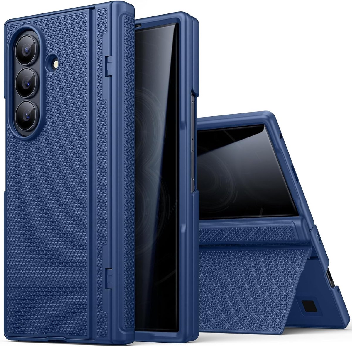 Zandarix Hoesje Geschikt voor Samsung Galaxy Z Fold 8 Ultra - Ingebouwde Privacy Screenprotector - Scharnierbescherming - Robuuste volledige cover - Back Cover Hoesje - Blauw