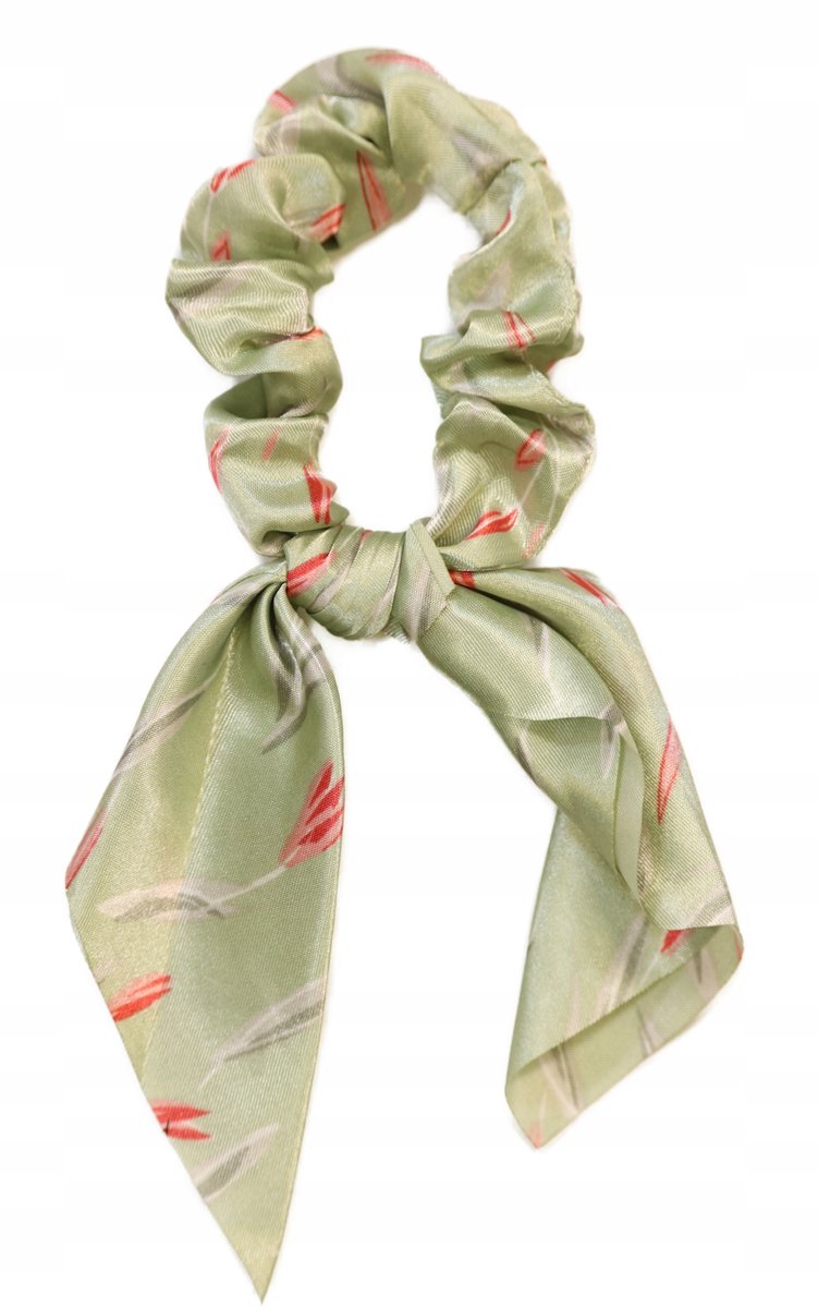 Zijden Haar Scrunchie met Strik - Bloemenprint - Stijl 09