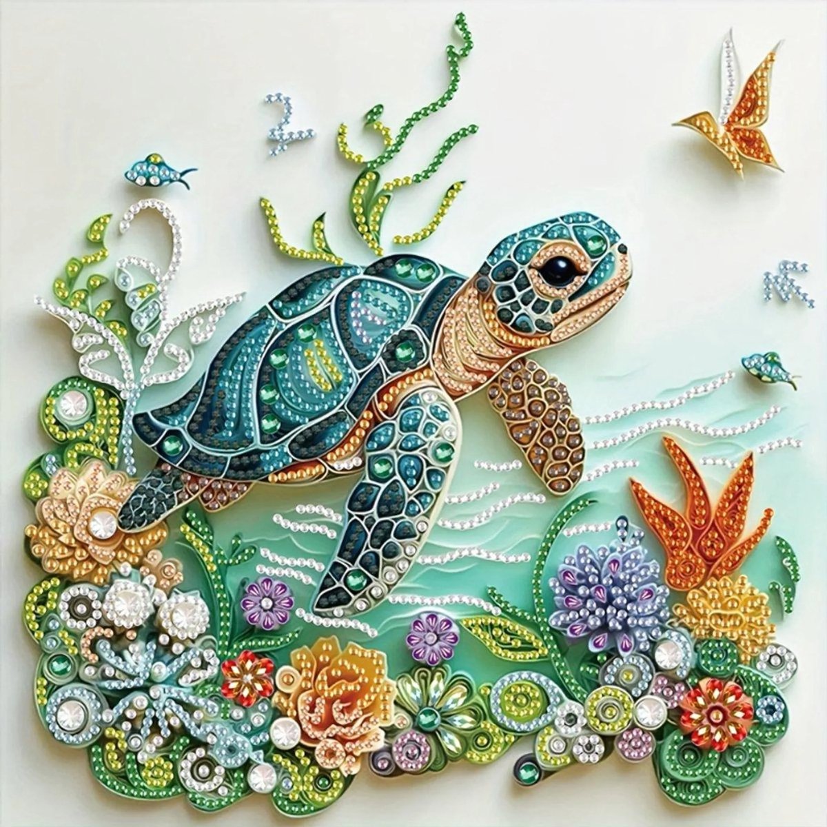 casalora - 5D Diamond Painting - Schildpadpatroon - Geschikt voor beginners - 30 x 30 cm - Compleet Pakket met Gereedschap, Kleurrijke Steentjes & Canvas - Wanddecoratie cadeau voor thuis
