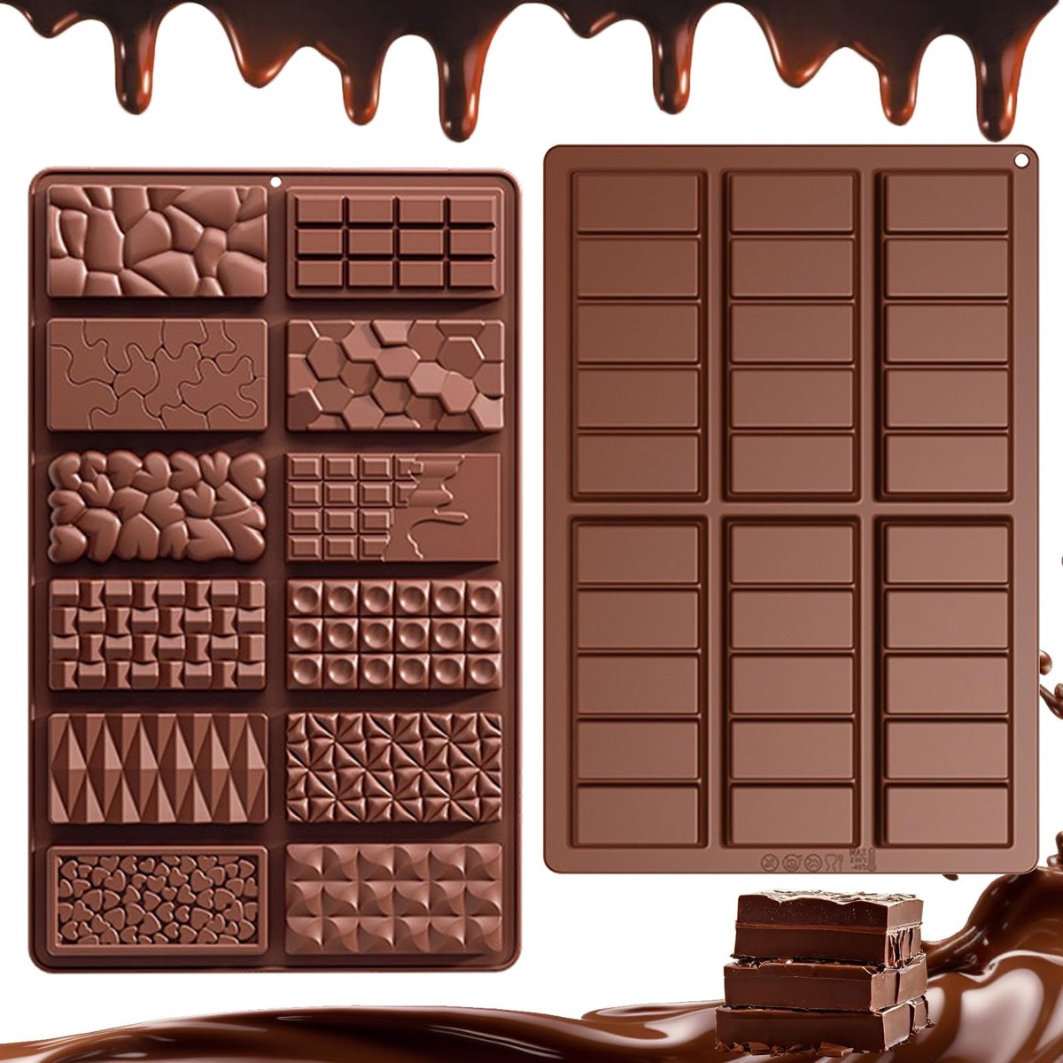 Elzusha - Set van 2 Chocolade Mallen voor Zelfgemaakte Chocolade