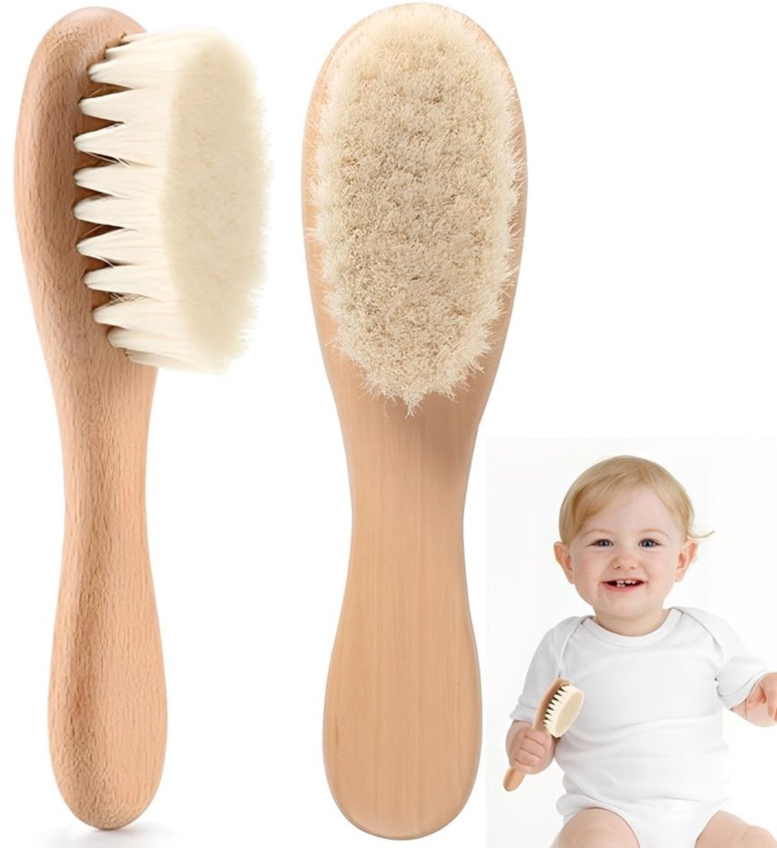 Elzusha - Babyhaarborstel met Houten Handvat en Zachte Geitenharen