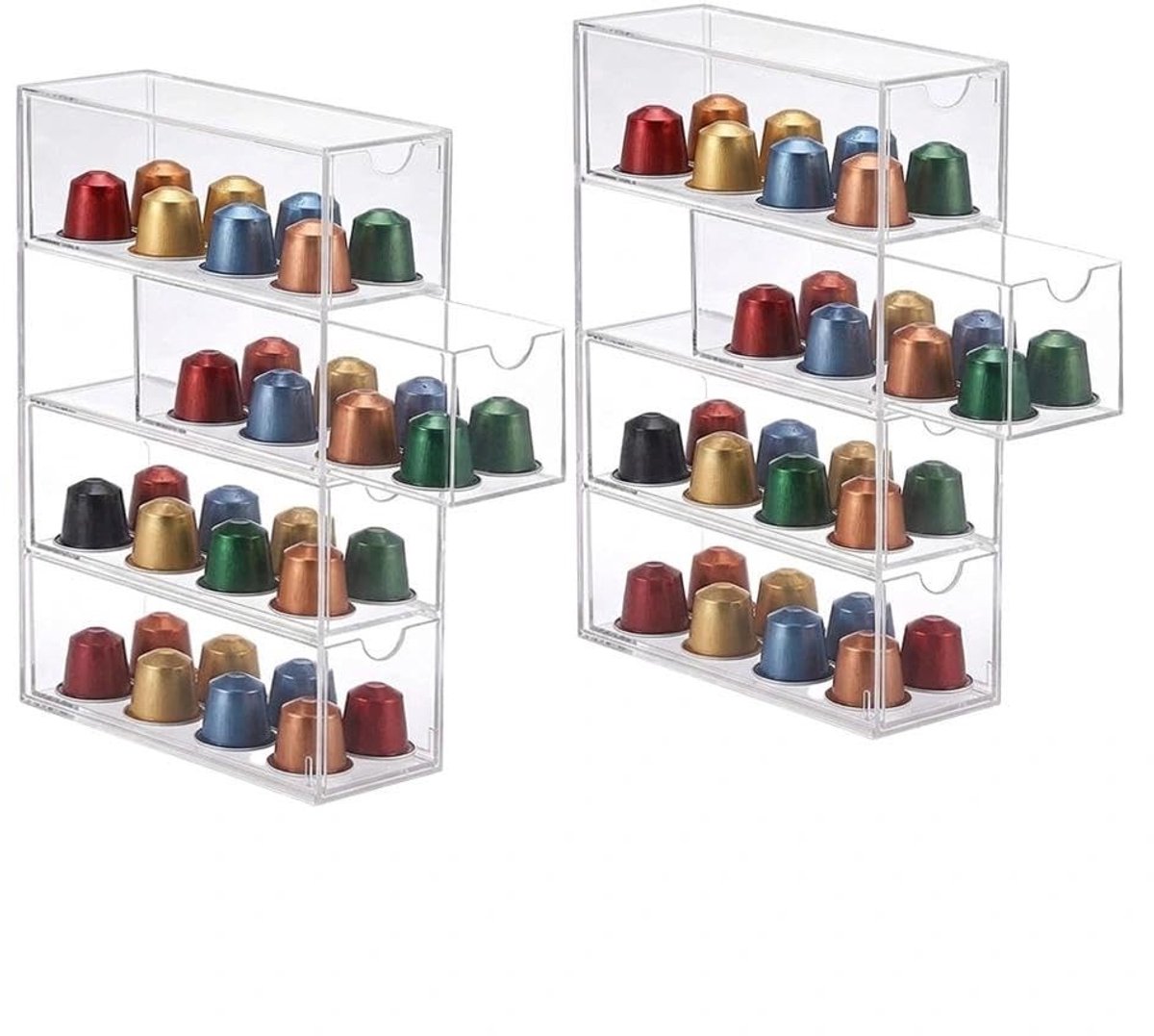 Elzusha - Set van 2 Transparante Bureau-Organizers met 4 Laden
