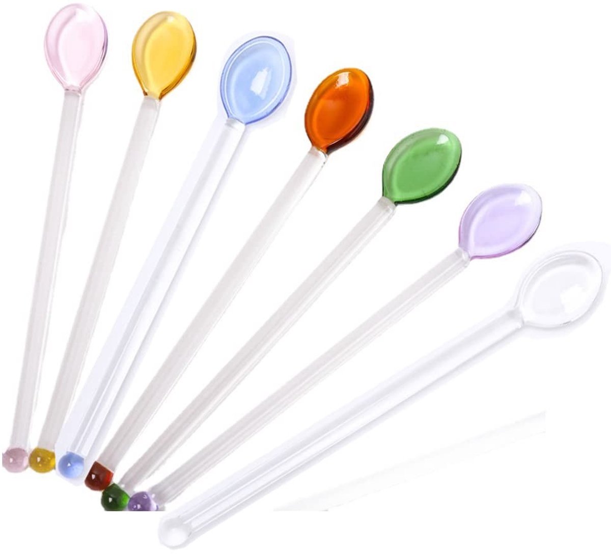 Elzusha - Hittebestendige Gekleurde Glazen Lepels - Set van 7 voor Dranken en Desserts