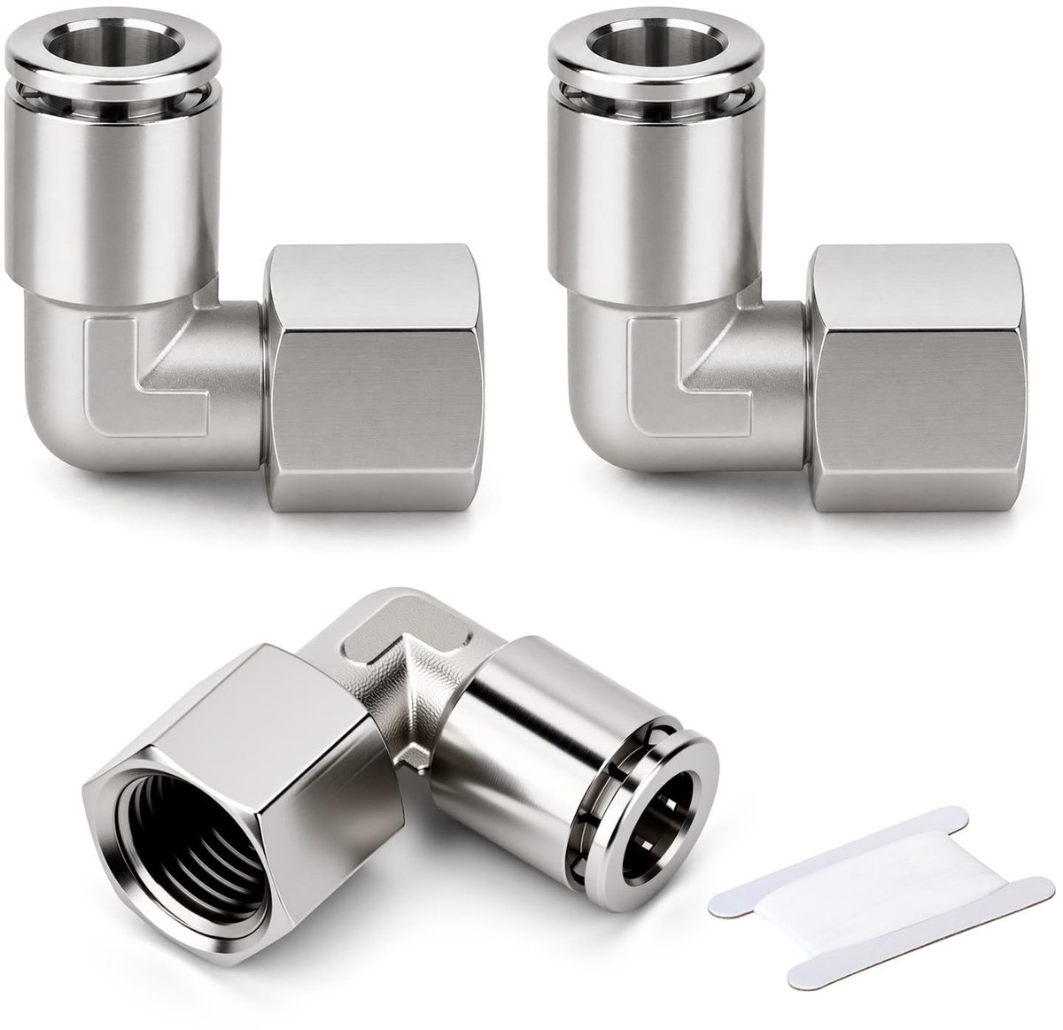 Elzusha - 3 Stuks Messing Pneumatische Perskoppeling met 90° Bocht