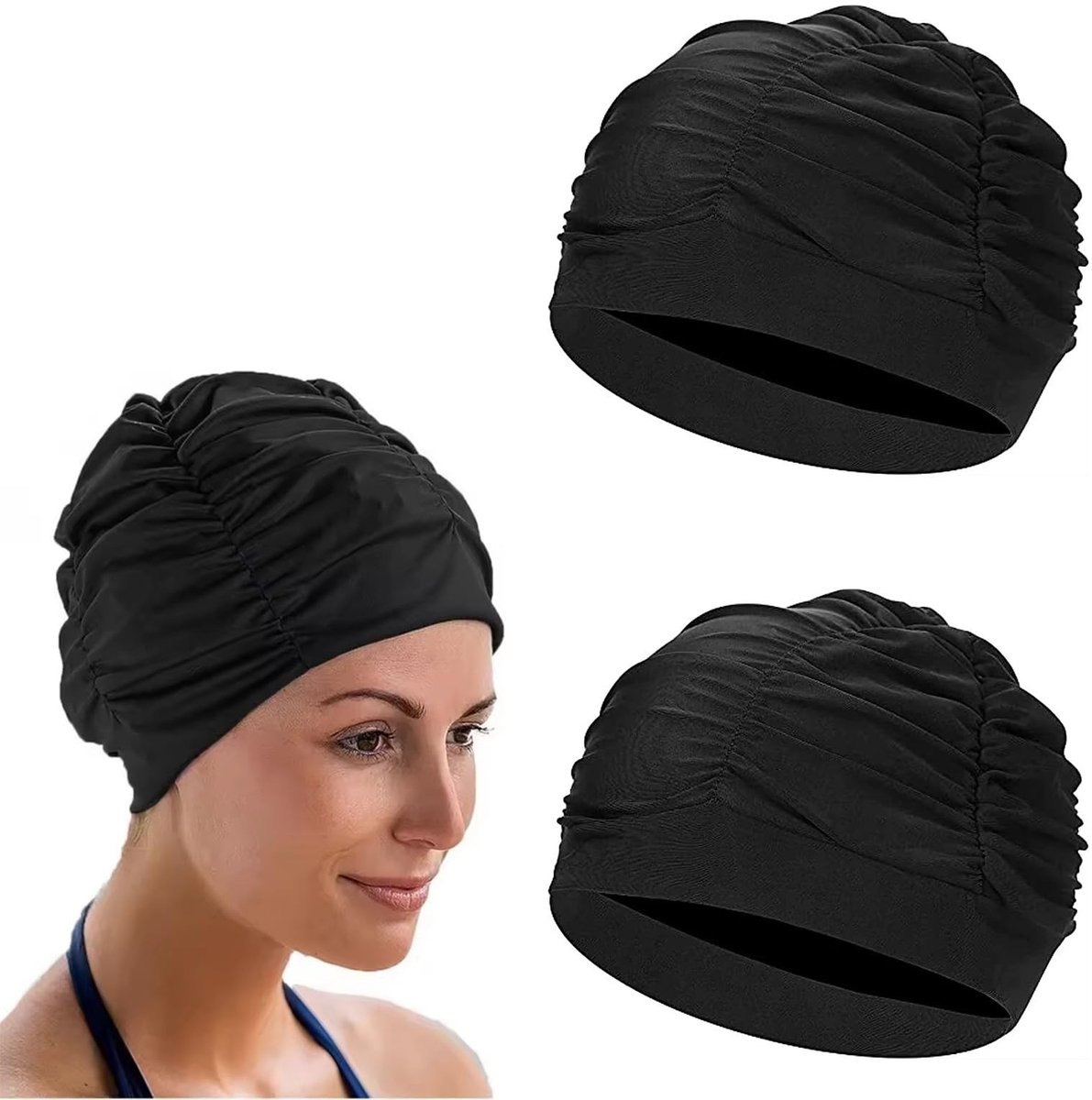 Elzusha - Set van 2 Vrouwen Zwemcaps voor Lang Haar