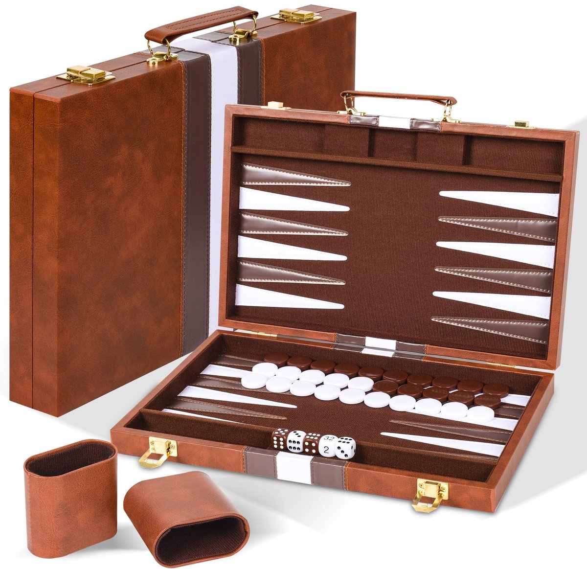 Elzusha - Compact Reisset voor Backgammon met Houten Bord