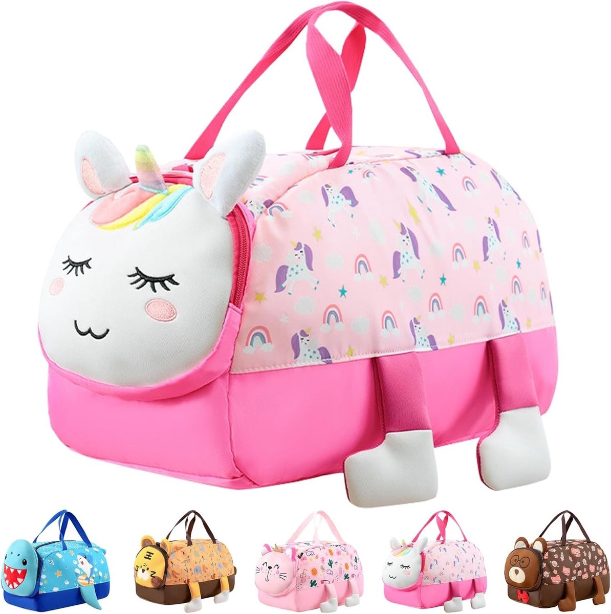 Kindersporttas voor zwemmen met nat compartiment - Waterdichte en veelzijdige weekendtas voor fitness, dans en reizen, unicorn design