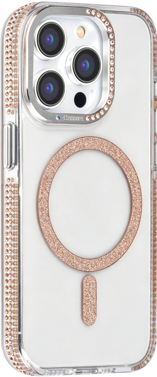 TUNIQ telefoonhoesje voor Apple iPhone 15 Pro - Diamond MagSafe TPU+PC - Goud