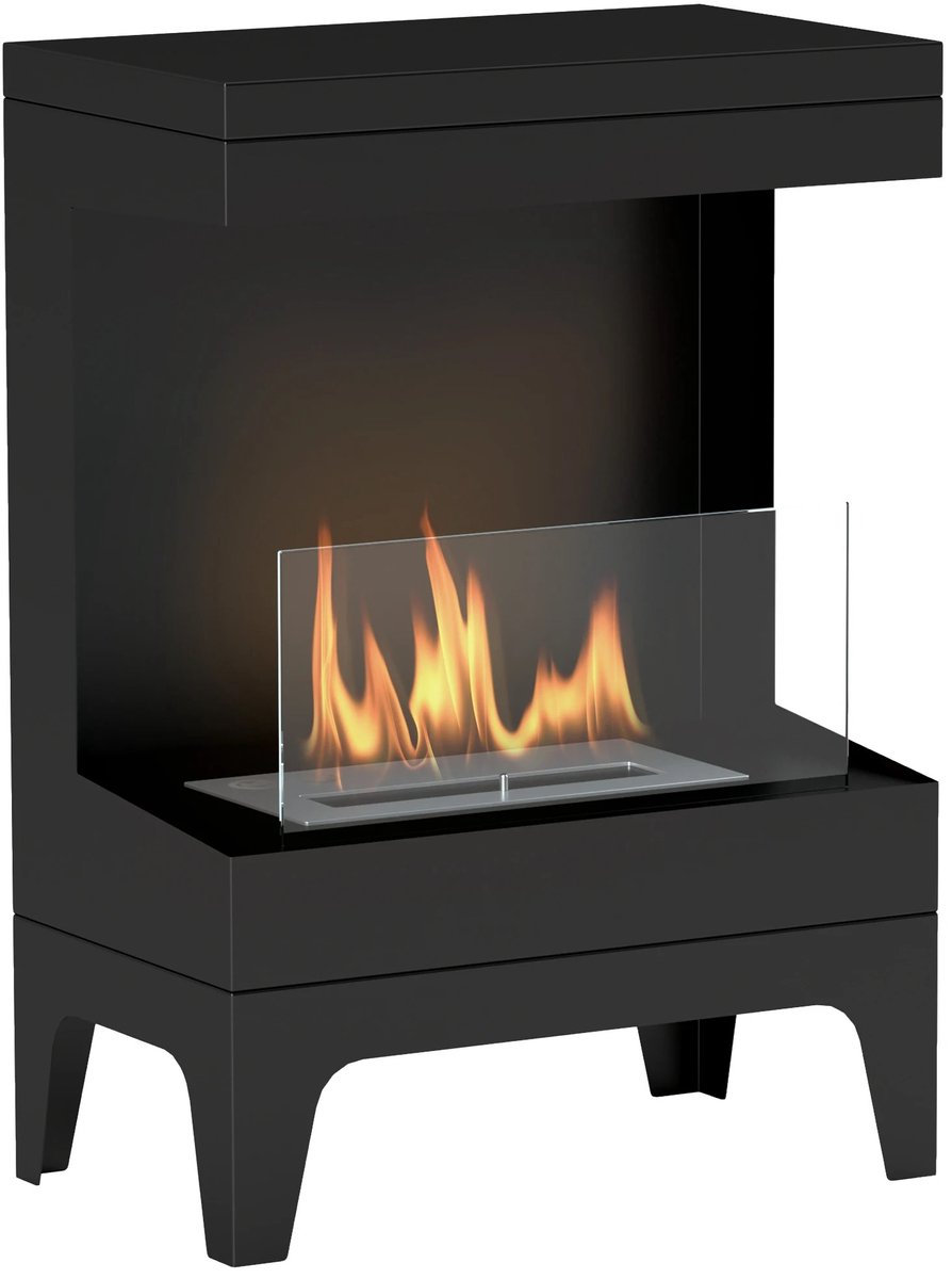 ITRONIQ Bio-Ethanol Haard Vrijstaand - Sfeerhaard 2000W - 0.9 L Brander - Tot 3,3 Uur Brandtijd - 38 x 22 x 54 cm - Zwart