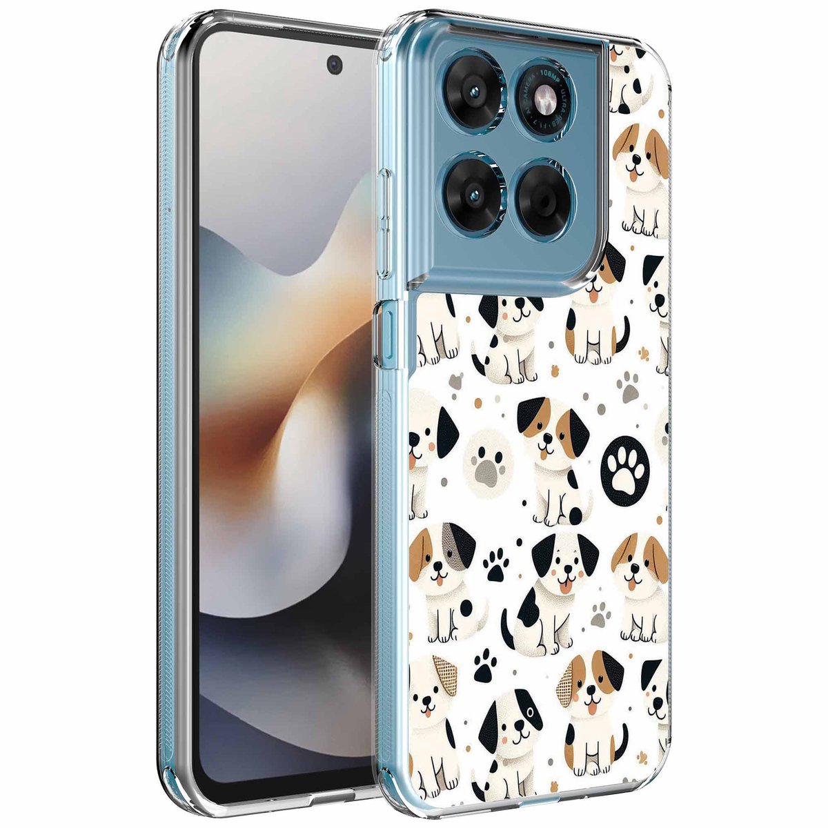 Smartphonica Geschikt voor Motorola Moto G56 Telefoonhoesje met Honden en Pootjes opdruk - Draadloos op te laden - Shockproof Siliconen TPU Strong Case - Sterk Schokbestendig Telefoonhoesje geschikt voor Motorola Moto G56