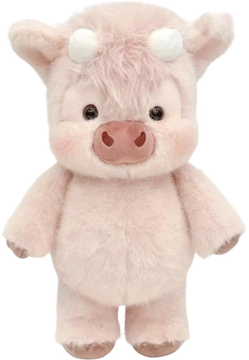 casalora - Pluche Knuffel - Hooglandkoe Pop - 40cm - Schattige Hooglandkoe Knuffel - Schattig - Zacht - Comfortabel - Cadeau voor kinderen ter ontspanning en verzachting van emoties - Roze