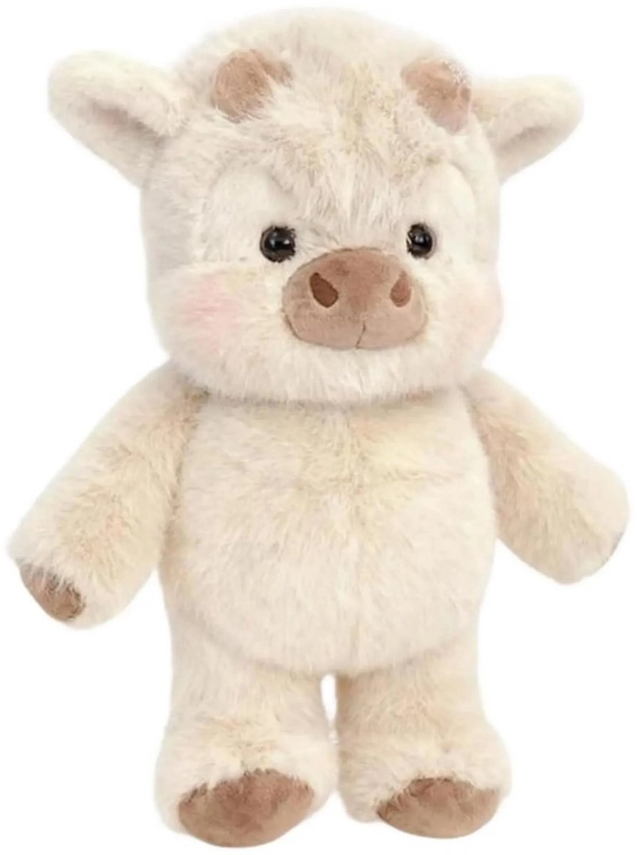 Pluche Knuffel - Hooglandkoe Pop - 40cm - Schattige Hooglandkoe Knuffel - Schattig - Zacht - Comfortabel - Cadeau voor kinderen ter ontspanning en verzachting van emoties - Lichtbruin