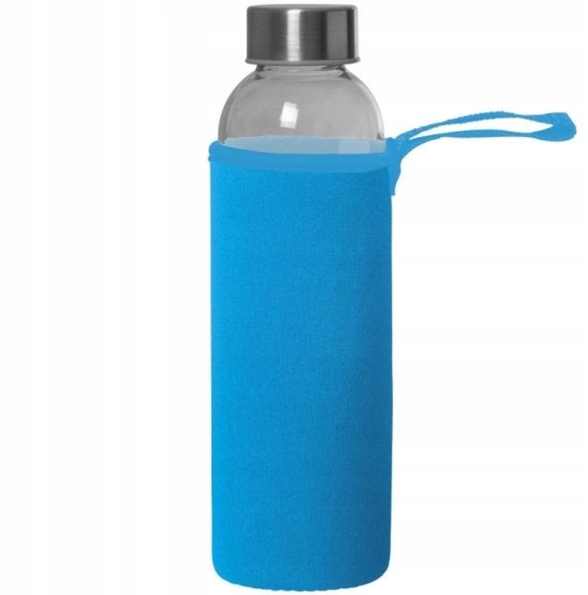 Glazen Drinkfles Lichtblauw 500ml met Neopreen Hoes