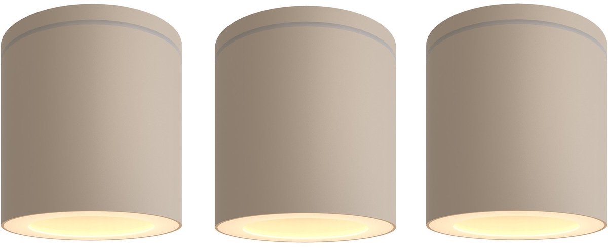 LEDVION 3 stuks LED opbouwspot IP54 beige GU10 fitting zonder lichtbron