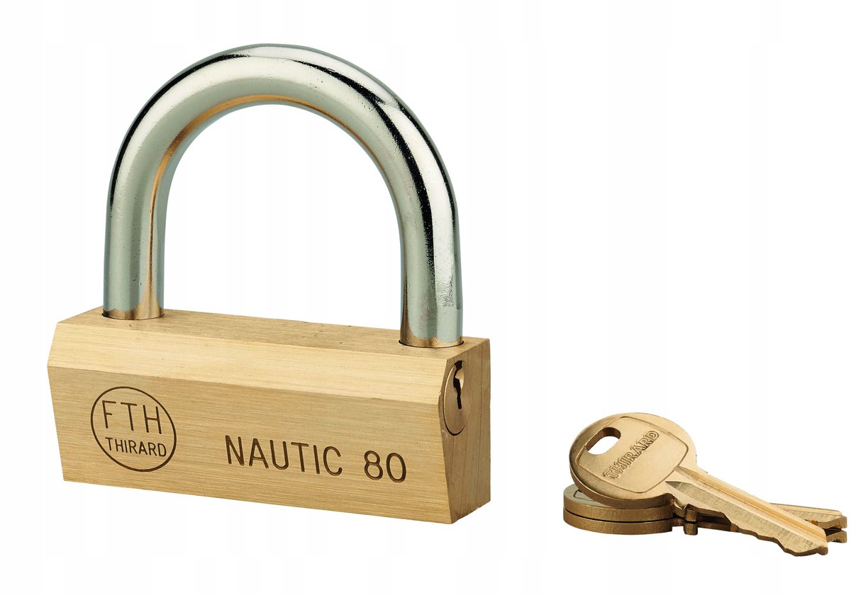 Nautic Beugelslot Messing 80mm - 3 Sleutels